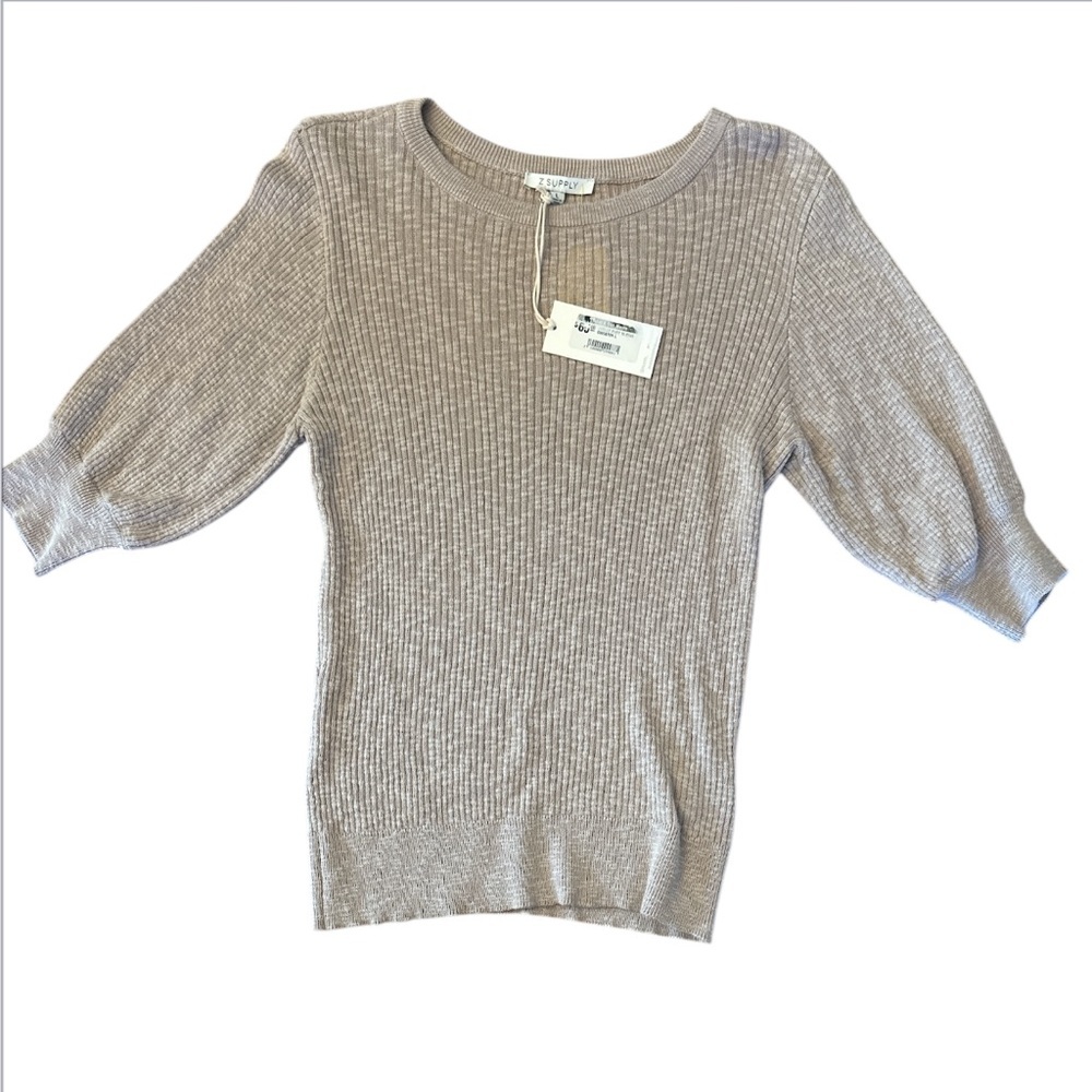 Z SUPPLY JOELLE Ribbed Knit puff sleeve Sweater